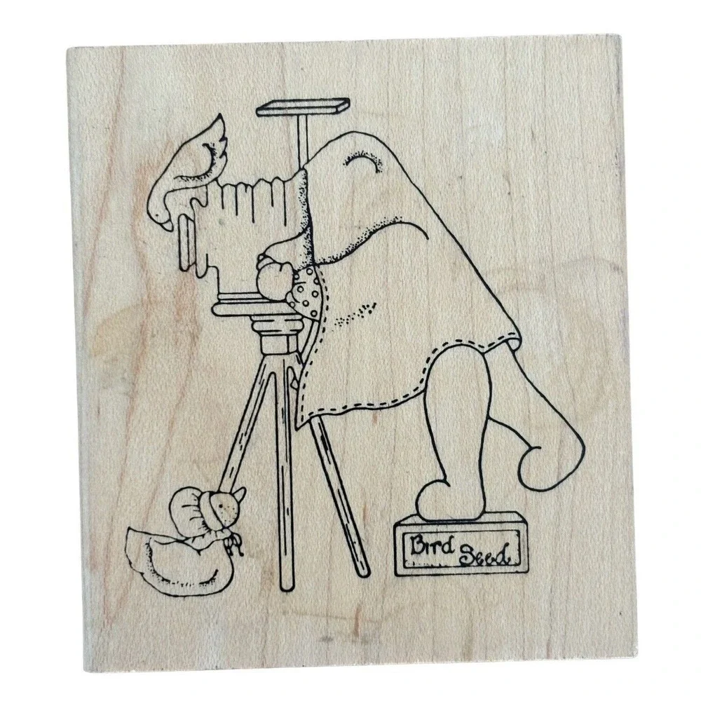 Photographer Camera birds Duck Bird Seed red rubber mounted stamp NEW Unused